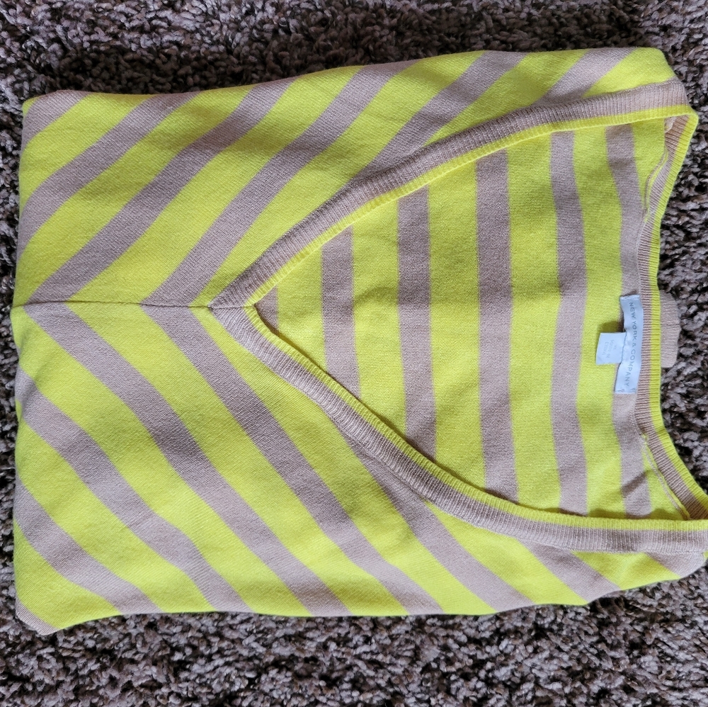 New York& Company Yellow and Tan striped shirt